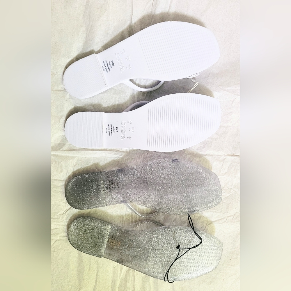 NWT! Steve Madden Women's Silver/White Pike Jelly Summer Beach Sandal Bundle 8 - Picture 5 of 16
